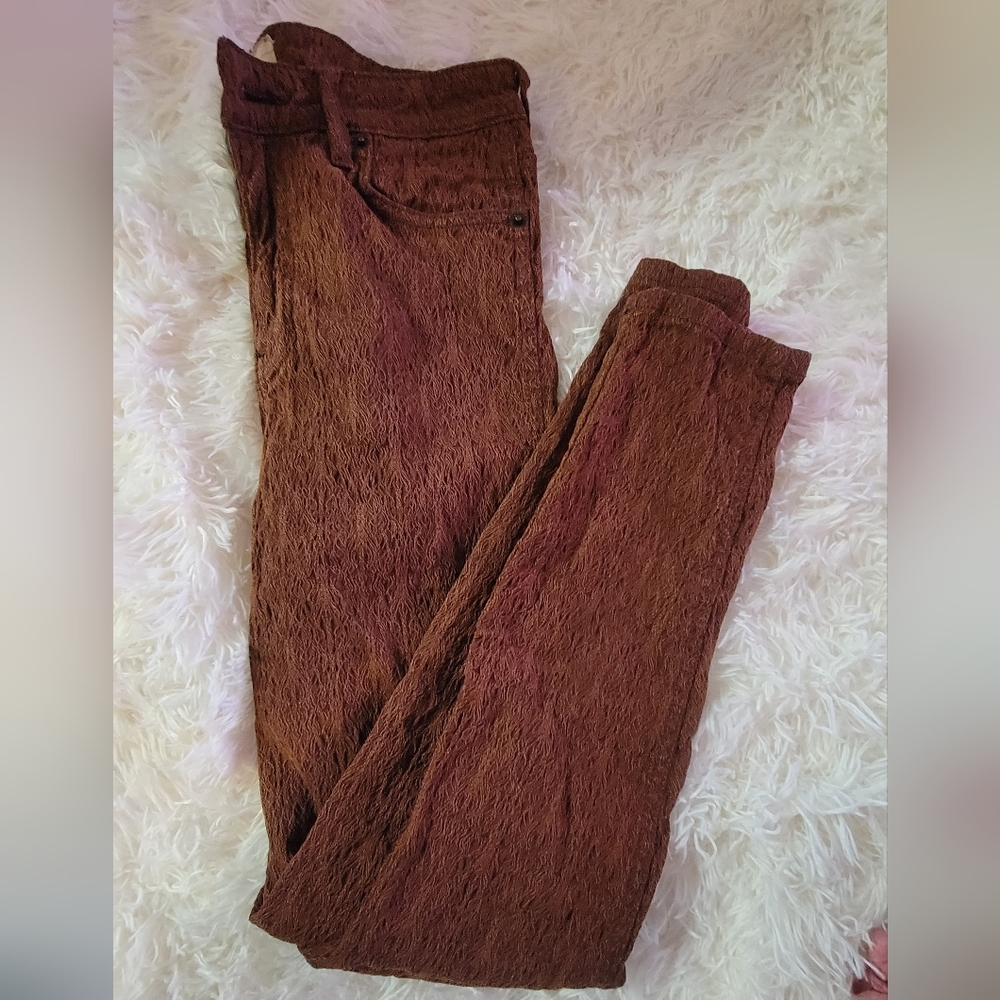 Free people brown textured skinny jeans